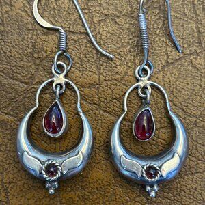 Silver and Amber Colored Earrings